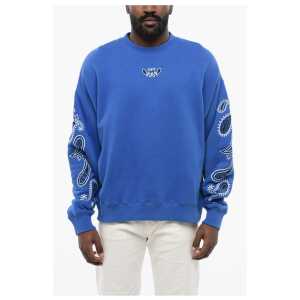 Off-White Brushed Cotton BANDANA ARROW Crewneck Sweatshirt