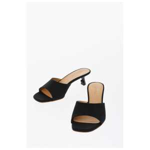 Off-White Open-Toe Linen Blend LOLLIPOP Mules Heel 5 cm
