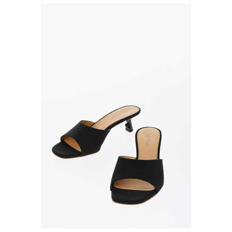 Off-White Open-Toe Linen Blend LOLLIPOP Mules Heel 5 cm, theFeinheit