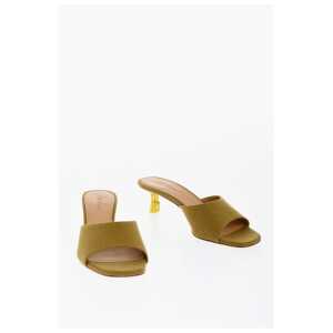 Off-White Open-Toe Linen Blend LOLLIPOP Mules Heel 5 cm