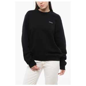 Off-White Cotton Crew-neck Sweatshirt with Back Floral Motif