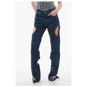 Off-White All-Over Embroidered METEOR Dark Washed Denims 22cm