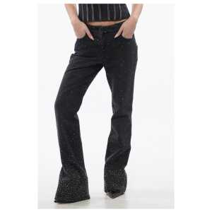 Off-White Low Rise BLING Flared Fit Denims with All-Over Rhinestones 2