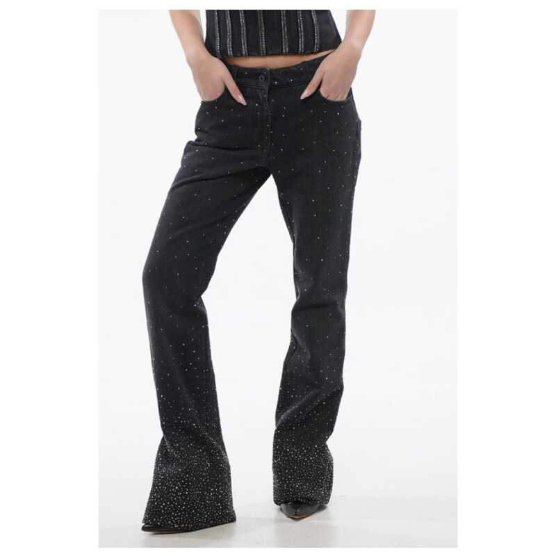 Off-White Low Rise BLING Flared Fit Denims with All-Over Rhinestones 2, theFeinheit