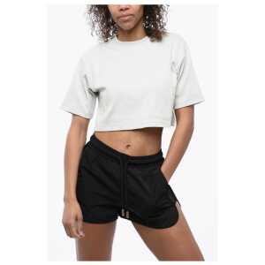 Off-White Ribbed Crop Crew-neck T-Shirt