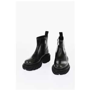 Off-White Leather MOTOR Booties With Embossed Chunky Sole