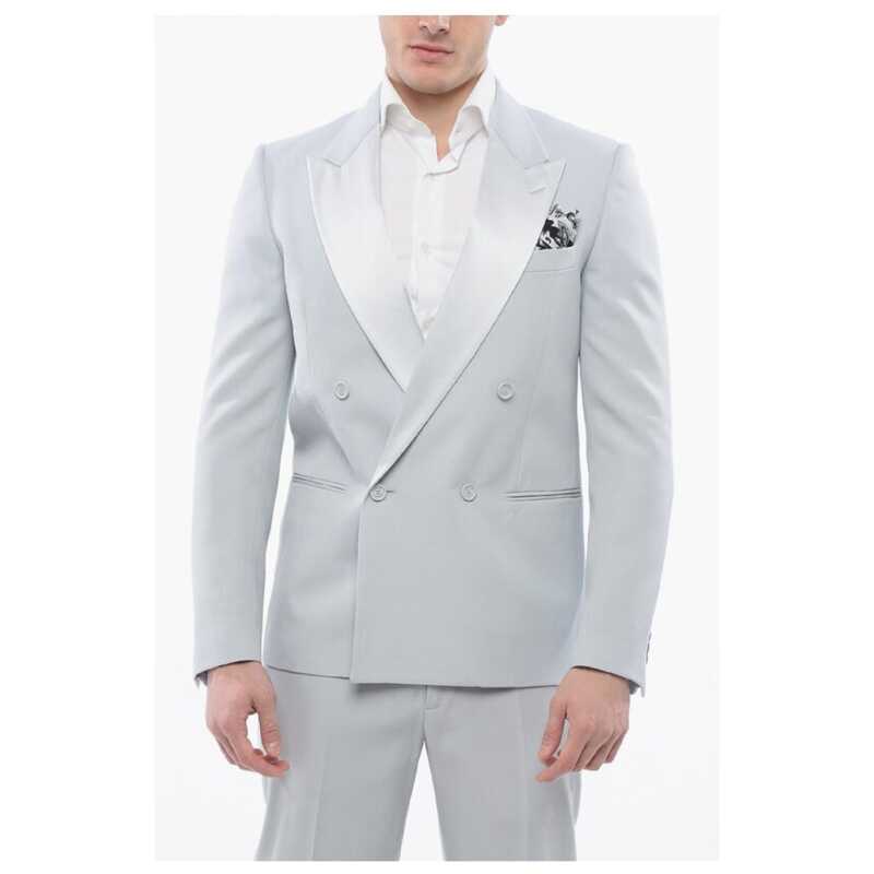 Off-White Double-breasted TATTOO Blazer with Satin Peak Lapel, theFeinheit