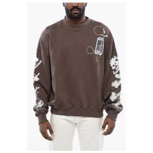 Off-White Oversized Crew-neck Sweatshirt with Print on the Back