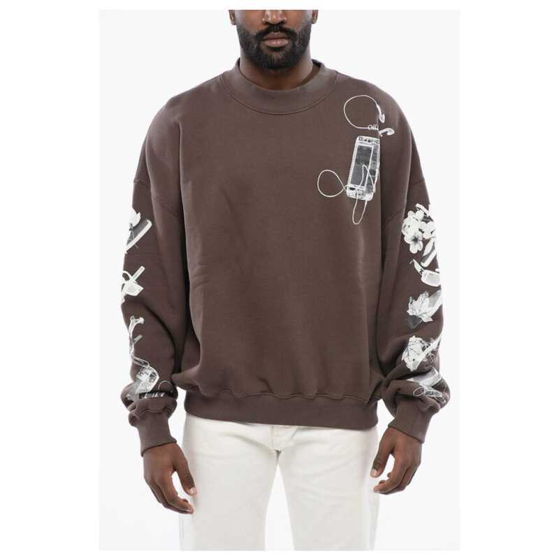 Off-White Oversized Crew-neck Sweatshirt with Print on the Back, theFeinheit