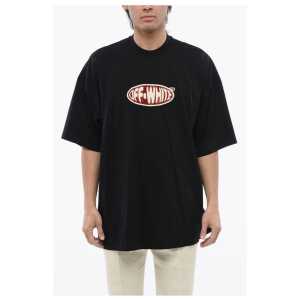 Off-White Logoed T-shirt Embelished With Rhinestones