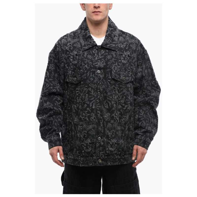 Off-White Distressed Design TATTOO LASER Denim Jacket, theFeinheit
