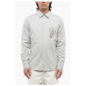 Off-White Cotton NATLOVER Shirt with Openwork Embroidery