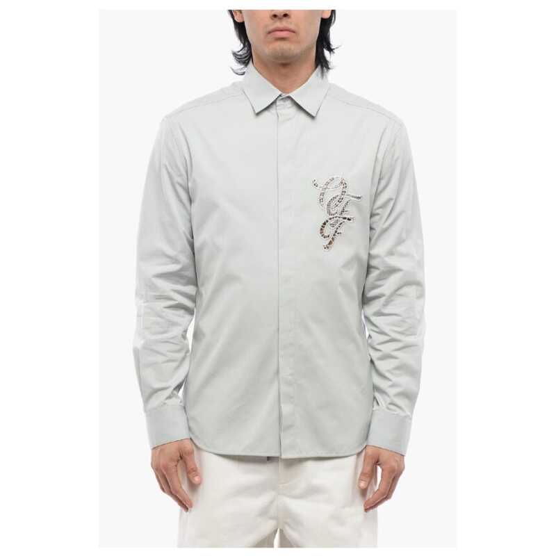 Off-White Cotton NATLOVER Shirt with Openwork Embroidery, theFeinheit