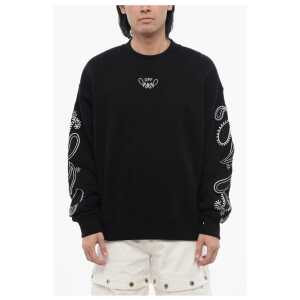 Off-White Brushed Cotton BANDANA Embroidered Crewneck Sweatshirt