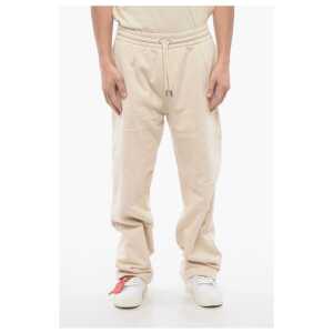 Off-White Embroidered Brushed Cotton Joggers
