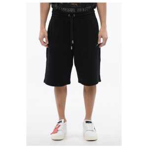 Off-White Brushed Cotton BANDANA Embroidered Jogger Shorts