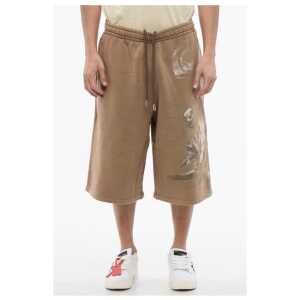 Off-White Brushed Cotton S.MATHHERW Printed Jogger Shorts
