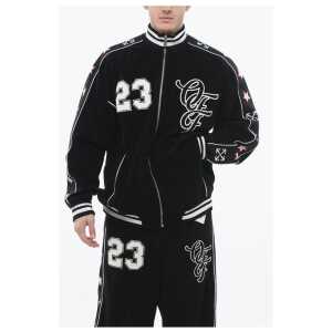 Off-White Terry NATLOVER VARSITY Track Sweatshirt with Tape Detail