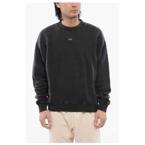 Off-White Brushed Cotton Printed MARY Crewneck Sweatshirt