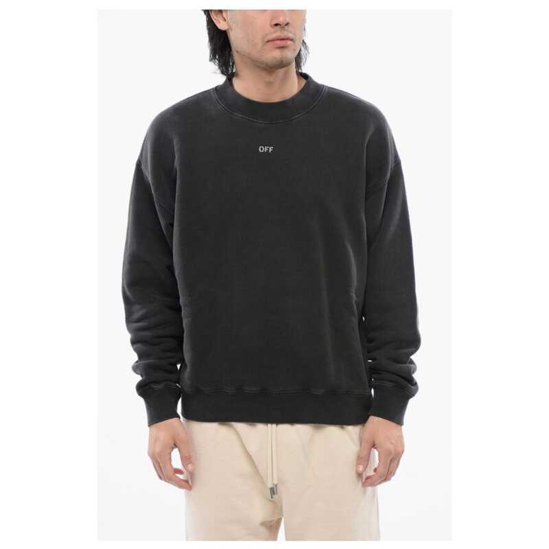Off-White Brushed Cotton Printed MARY Crewneck Sweatshirt, theFeinheit