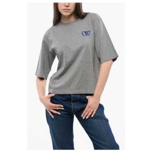 Off-White Solid Color Cotton Crew-neck T-shirt