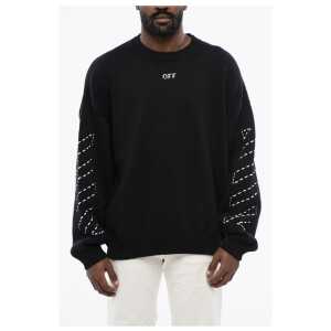 Off-White FOR EVER Cotton Blend STITCH ARROW Crewneck Sweater