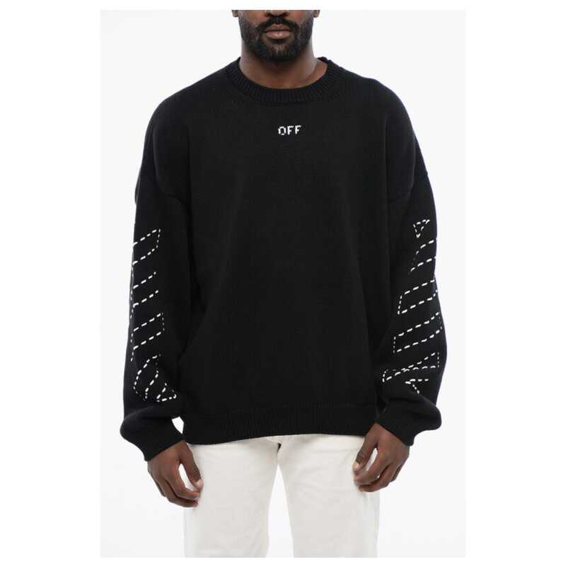 Off-White FOR EVER Cotton Blend STITCH ARROW Crewneck Sweater, theFeinheit