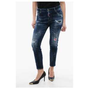 Dsquared² Sketch Detailed Cool Girl Fit Denims 14cm