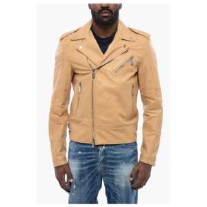 Dsquared² Leather Biker Jacket with Zipped Pockets