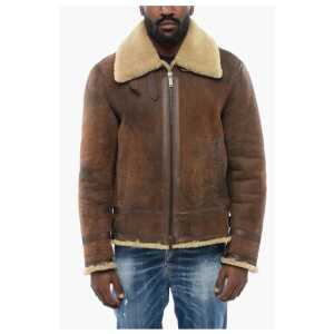 Dsquared² Craquelé Leeather Shearling Jacket