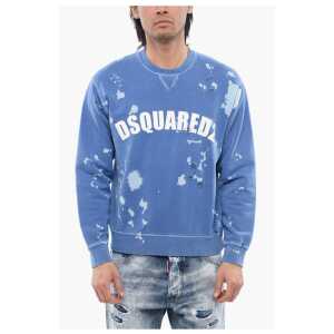 Dsquared² Logo Print Distressed Effect Crewneck Sweatshirt