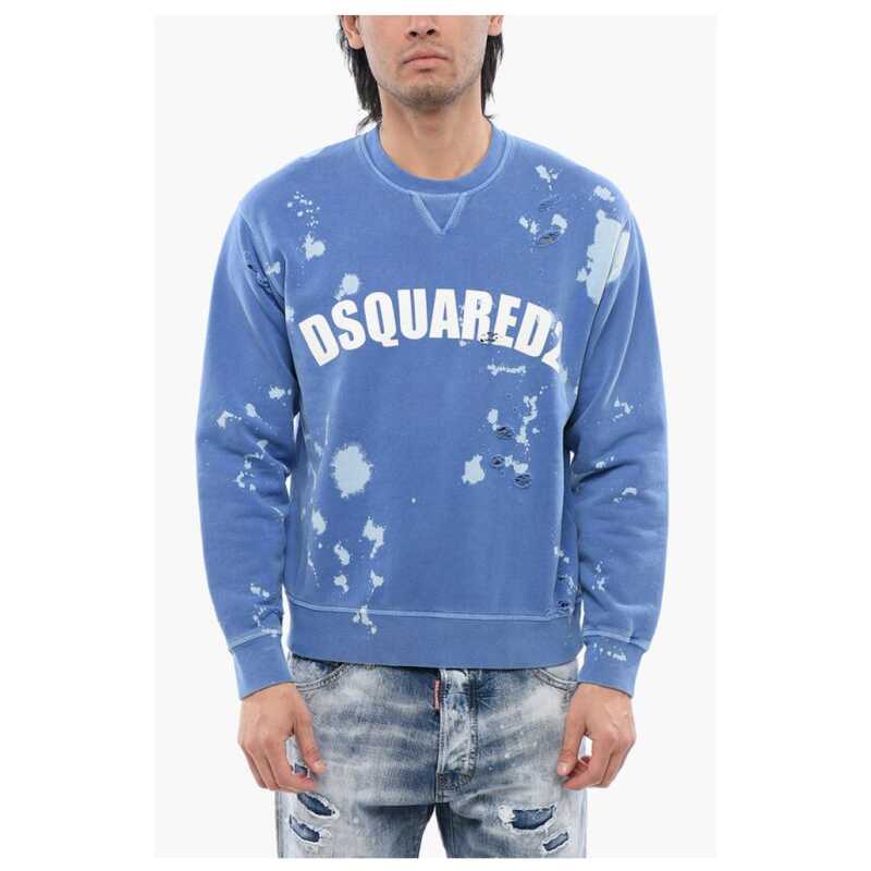 Dsquared² Logo Print Distressed Effect Crewneck Sweatshirt, theFeinheit