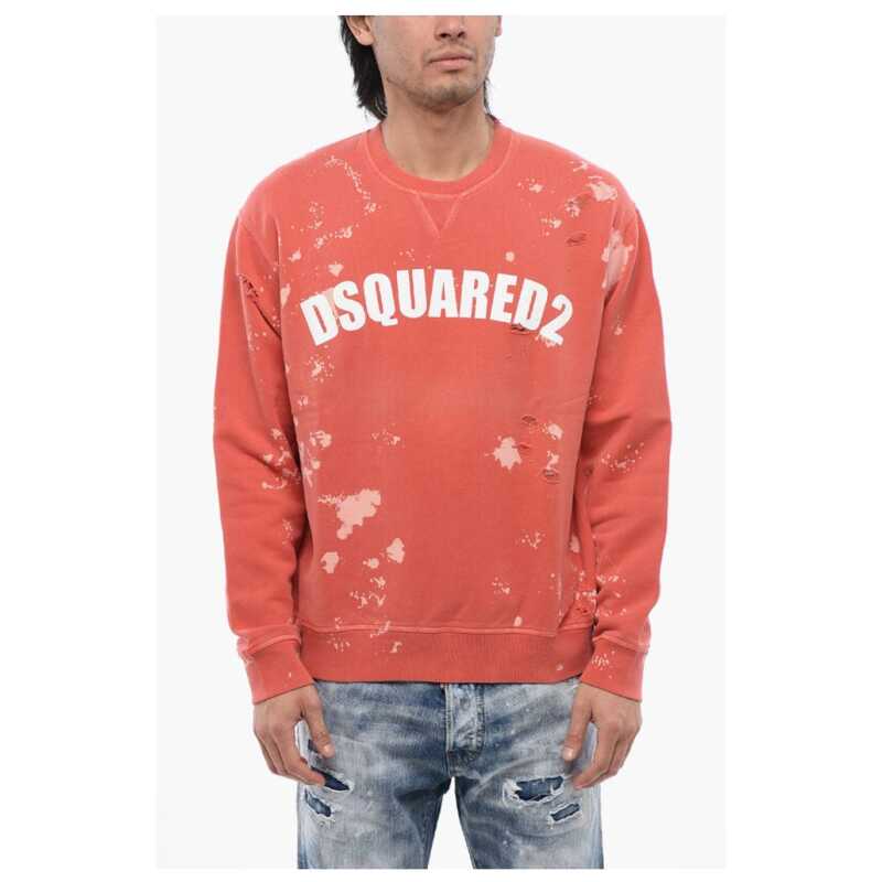 Dsquared² Logo Print Distressed Effect Crewneck Sweatshirt, theFeinheit