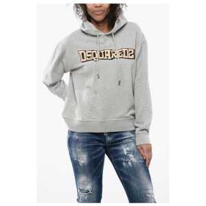 Dsquared² Solid Color Hoodie with Printed Logo