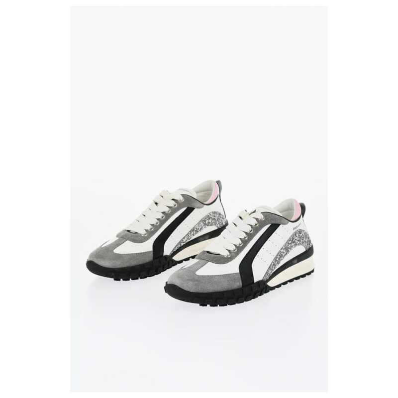 Dsquared² LEGEND Suede and Leather Sneakers with Glittered Detail, theFeinheit