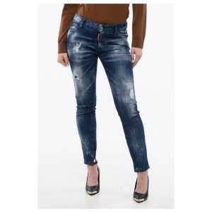 Dsquared² Vintage Effect Skinny Fit Jeans with Ankle Zip
