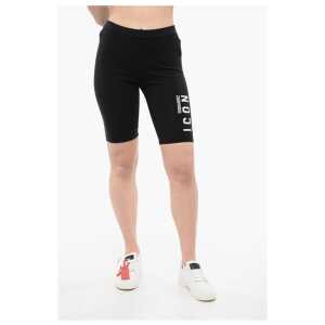 Dsquared² ICON Stretch Cotton Biker Shorts with Printed Logo