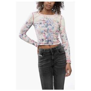 Diesel Ribbed Fabric Top with Abrastract Pattern