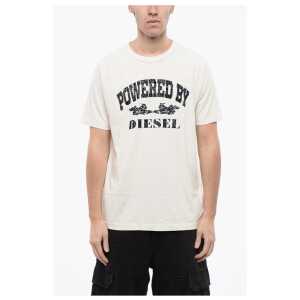 Diesel RED TAG Cotton T-RUST Crew-neck T-shirt with Velvet Detail