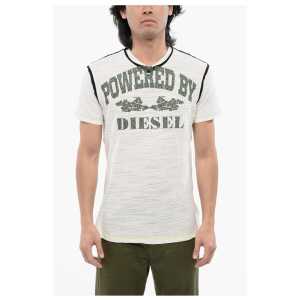 Diesel RED TAG Slub Cotton T-DIEGOR-V-RAW T-Shirt with Flocked Prin