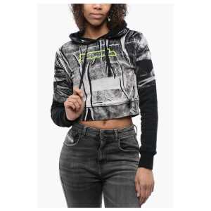 Diesel Hoodie Crop Sweethirt with Embossed Logo