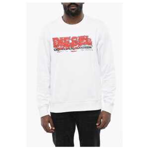 Diesel Solid Color S-GINN-K40 Crew-neck Sweatshirt with Printed Log