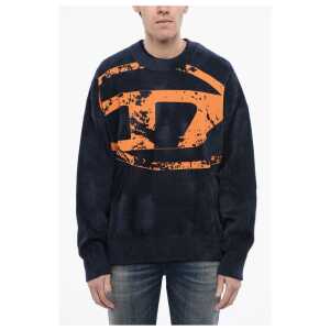 Diesel RED TAG Velvet K-TRIA Crew-neck Sweater with Frontal Monogra