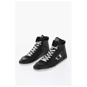 Diesel Leather S-LEROJI High-Top Sneakers with Faded Sole