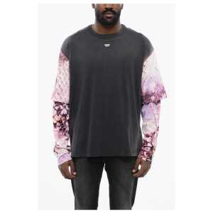 Diesel Oversized T-WESHER-N5 T-Shirt with Patterned Double-Layer Sl