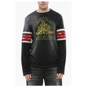 Diesel RED TAG Long Sleeves T-JU-LS Crew-neck T-shirt with Velvet D