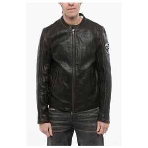 Diesel RED TAG Leather L-COBBE Jacket with Cut-Out Detail on Sleeve