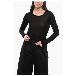 Woolrich Cropped Fit Viscose Blend Sweater with Crew Neck