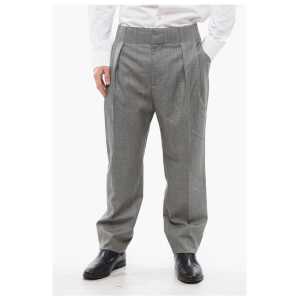 Alexander McQueen Single-pleated Wool Pants with Back Martingale