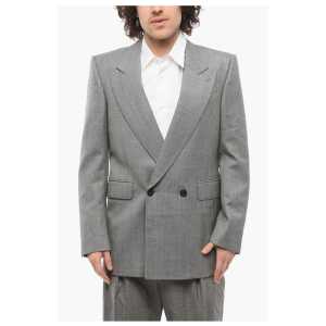 Alexander McQueen Double-breasted Twill Wool Blazer with Flap Pockets